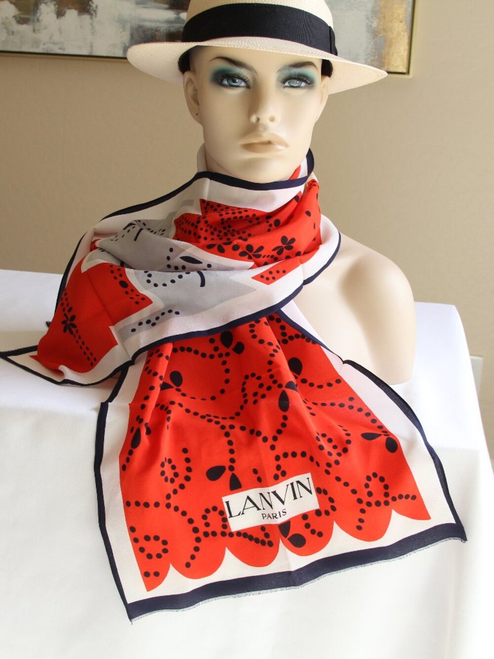 Lanvin Silk Oblong Scarf. This RARE  Gorgeous 100% Rectangular Silk